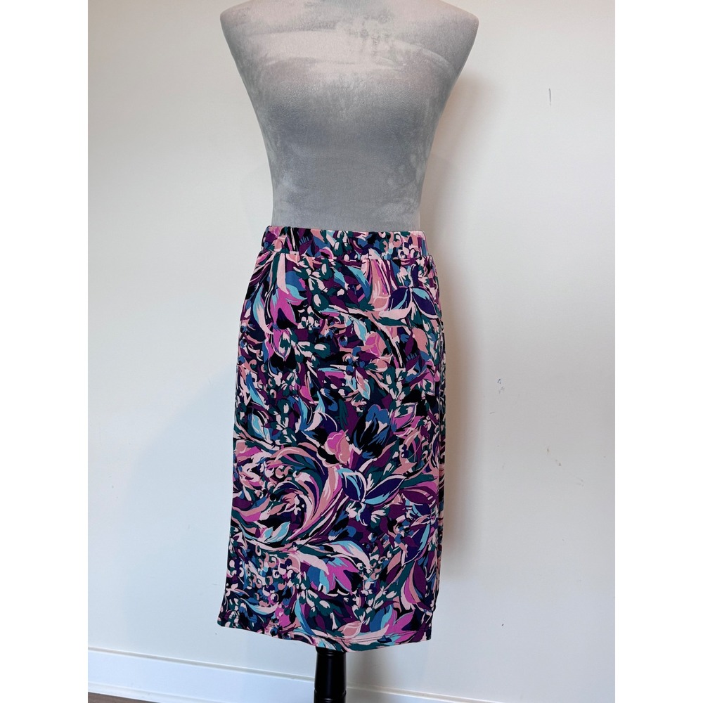 Jaclyn Smith Collection Womens Purple Floral Faux Wrap Skirt Size M NWT
